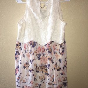 White and floral dress